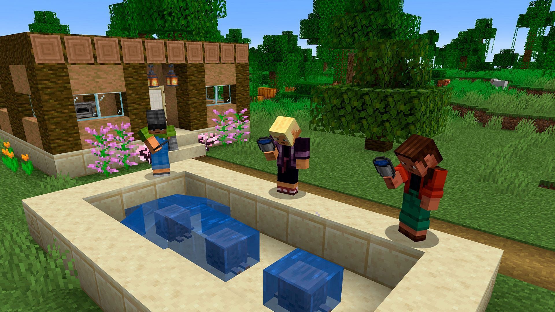 The dried ghast must be kept underwater to let it hydrate (Image via Mojang Studios)